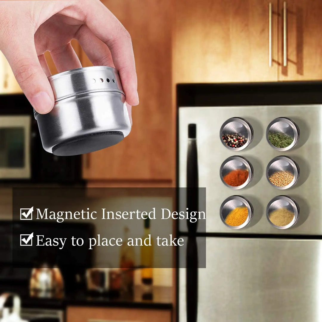 Magnetic Spice Jar Set with Stainless Steel Base