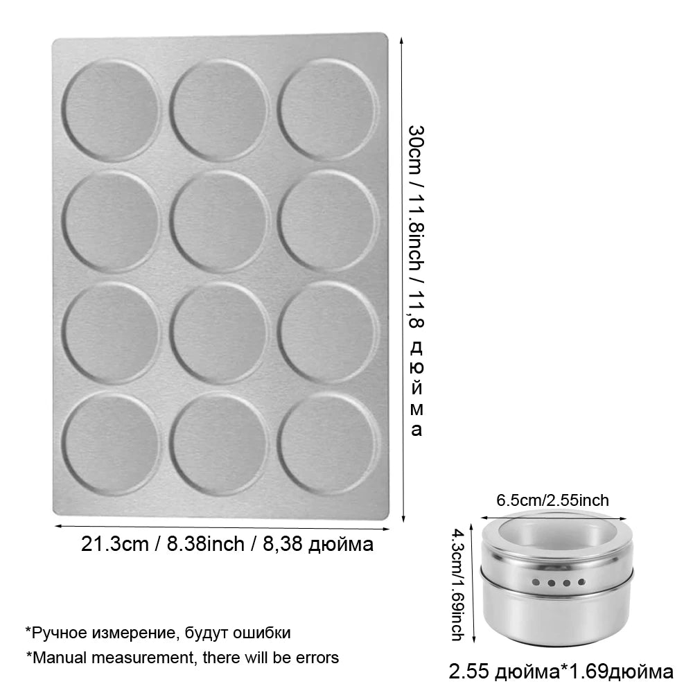 Magnetic Spice Jar Set with Stainless Steel Base