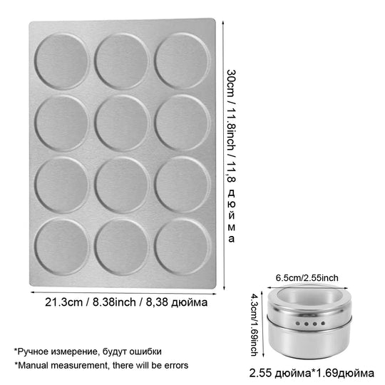 Magnetic Spice Jar Set with Stainless Steel Base