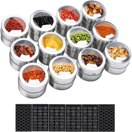 Magnetic Spice Jar Set with Stainless Steel Base