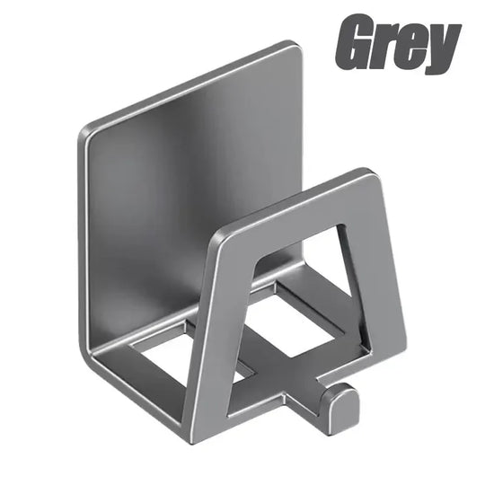 Metallic phone stand on a white background with 'Grey' text above.